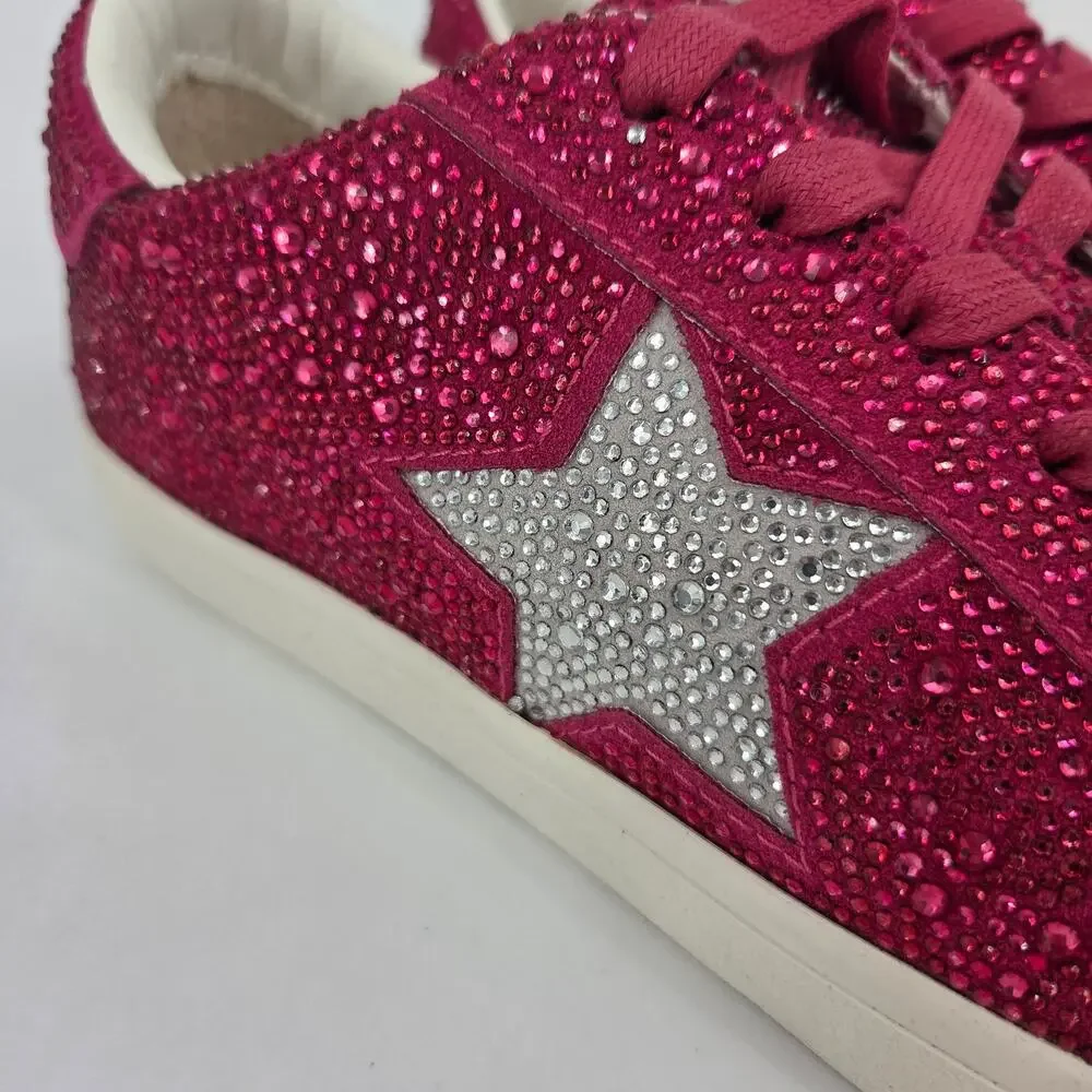 NEW Vintage Havana Splash Fuschia Rhinestone Star Stone Sneaker Size 10